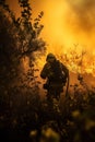 AI generated Firefighters fighting a fire in a forest Royalty Free Stock Photo
