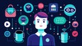 AI generated flat silhouette icons of AI-driven personal assistants, including smart speakers, AI chatbots, holographic assistants Royalty Free Stock Photo