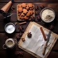 Preparation to baking christmas ginger cookies - flatlay