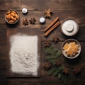 Preparation to baking christmas ginger cookies - flatlay