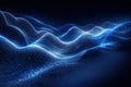 AI generated flowing digital wave made of glowing blue dots forming smooth curves on dark background representing data energy Royalty Free Stock Photo