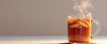 Focused image of mulled apple cider drink with space for text in autumn.