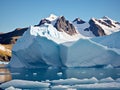 AI generated freezing landscape showcasing gigantic floating icebergs in a sea