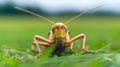 AI-generated Grasshopper Facing Camera Close Up Royalty Free Stock Photo