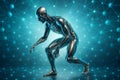 AI generated futuristic artwork blending human anatomy with digital technology networks in a sci fi environment symbolizing Royalty Free Stock Photo