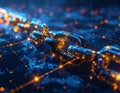 AI generated futuristic blockchain chain with glowing digital data links Royalty Free Stock Photo