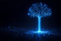 AI generated futuristic blue glowing data tree symbolizing data growth artificial intelligence big data analysis and digital Royalty Free Stock Photo