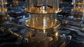 modern quantum computer processor core in golden cryostat Royalty Free Stock Photo