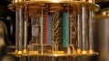 modern quantum computer processor core in golden cryostat Royalty Free Stock Photo