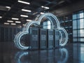 AI Generated Futuristic Cloud Computing Concept with Data Servers in Modern Data Center Royalty Free Stock Photo