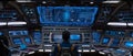 AI generated futuristic command center cockpit with advanced holographic control systems Royalty Free Stock Photo