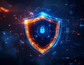Cyber Security Lock Shield for Digital Data Protection and Network Safety Royalty Free Stock Photo