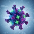 AI Generated: Futuristic 3D Render of a Stylized Virus Particle Royalty Free Stock Photo