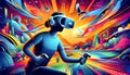 Immersive Virtual Reality Adventure In A Futuristic Colorful World Royalty Free Stock Photo