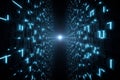 AI generated futuristic digital corridor with glowing blue data walls symbolizing artificial intelligence cybersecurity data Royalty Free Stock Photo