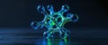 Futuristic Glowing Molecular Structure on Dark Background. Royalty Free Stock Photo
