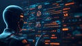 AI-generated Futuristic Robot Interacting With Digital Interface Royalty Free Stock Photo