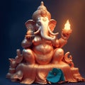 A picture of Ganesha is depicted sitting with a dark background, generated by AI