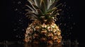 AI Generated. Generative AI. Realistic pineapple set. Can be used for decocation. Monochrome Illustration Royalty Free Stock Photo