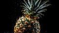 AI Generated. Generative AI. Realistic pineapple set. Can be used for decocation. Monochrome Illustration Royalty Free Stock Photo