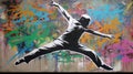 AI Generated. AI Generative. Street art graffiti of dancing person music rhythm. Inspired by Banksy underground culture. Graphic