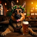 Bavarian Oktoberfest Fun with a German Shepherd AI-generated