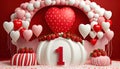 Sweet Strawberry Celebration Smash Cake Birthday, Made with Generative AI