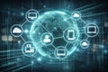 AI generated global digital network with connected devices cloud data flow and secure information exchange representing modern Royalty Free Stock Photo