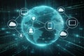 AI generated global digital network with connected devices cloud data flow and secure information exchange representing modern Royalty Free Stock Photo