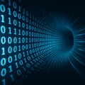 AI generated glowing binary numbers forming a deep tunnel symbolizing rapid data transfer cyber network system digital Royalty Free Stock Photo