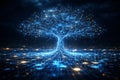 AI generated glowing blue digital tree built from data connections and light nodes representing data growth artificial Royalty Free Stock Photo