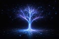AI generated glowing blue digital tree with transparent branches and network nodes symbolizing data growth artificial intelligence Royalty Free Stock Photo