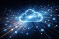 AI generated glowing cloud with streaming data connections representing cloud computing data storage and digital network Royalty Free Stock Photo