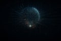 AI generated a glowing data sphere radiating energy lines and information grids across deep space representing the infinite flow Royalty Free Stock Photo