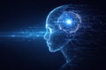 AI generated glowing digital human head with neural network circuitry and futuristic interface core representing artificial Royalty Free Stock Photo