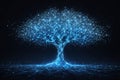 AI generated glowing digital tree built from interconnected data nodes and network lines on dark background symbolizing artificial Royalty Free Stock Photo