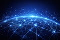 AI generated glowing global digital network with interconnected nodes and data lines representing worldwide connectivity cloud Royalty Free Stock Photo