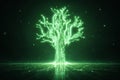 AI generated glowing green circuit tree with electronic branches and digital roots representing data growth intelligent networks Royalty Free Stock Photo