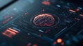 AI-generated Digital Brain Interface with Futuristic Data Display Royalty Free Stock Photo