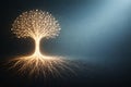 AI generated glowing white gold data tree with digital nodes and deep roots symbolizing data foundation innovation artificial Royalty Free Stock Photo