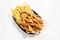 AI generated golden-brown French fries with meat