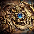 AI-generated golden steampunk clockwork gears