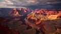 AI generated Grand Canyon from an elevated perspective on top of a large rock