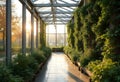 AI generated greenhouse interior filled with greenery Royalty Free Stock Photo