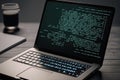 AI generated hacker laptop with binary computer code internet and network security Royalty Free Stock Photo