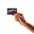 AI-Generated Hand Holding a Dark-Colored Credit Card - Rectangular Shape Royalty Free Stock Photo