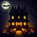 AI-generated haunted house on Halloween Royalty Free Stock Photo