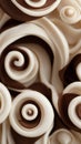 Hazelnut white curls chocolate background.