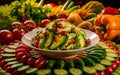 AI-Generated, Healthy fresh salad with avocado, Fresh and healthy on ingredient background