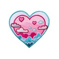 AI generated Heart embroidered patch badge on isolated background